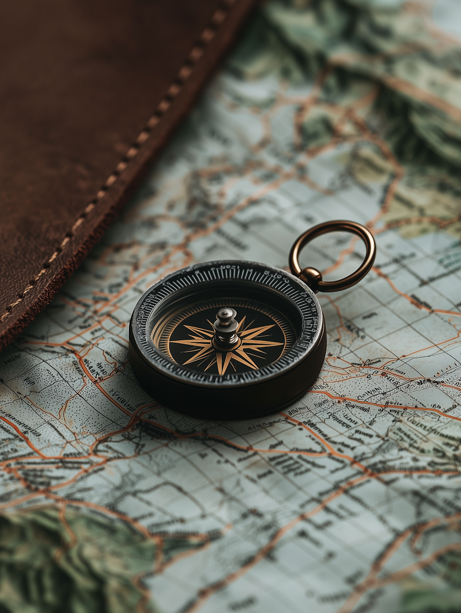 Vintage Compass on Map